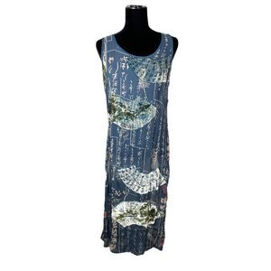 Citron Santa Monica Collection Asian Sheer Silk Velvet Midi Dress Medium
